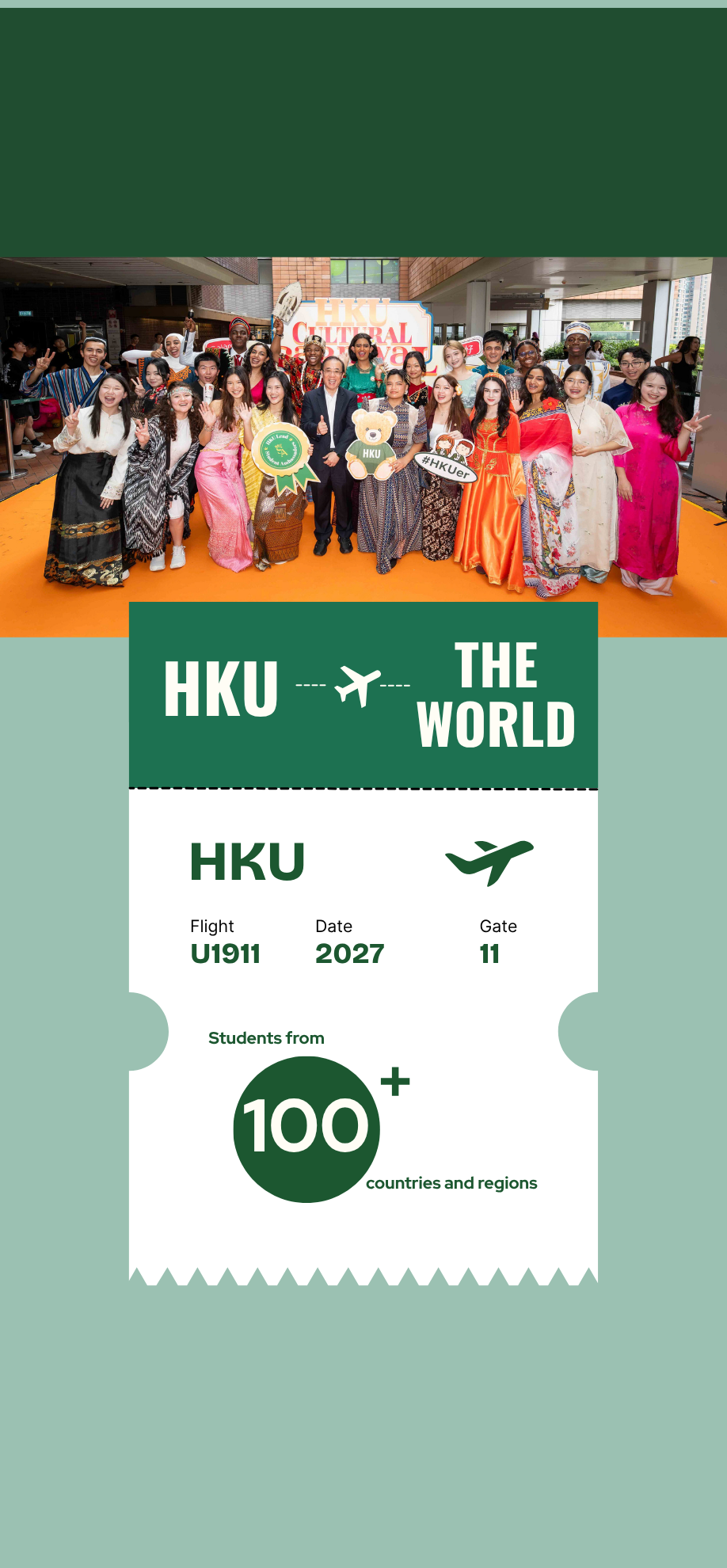 HKU has students from over 100 countries and regions