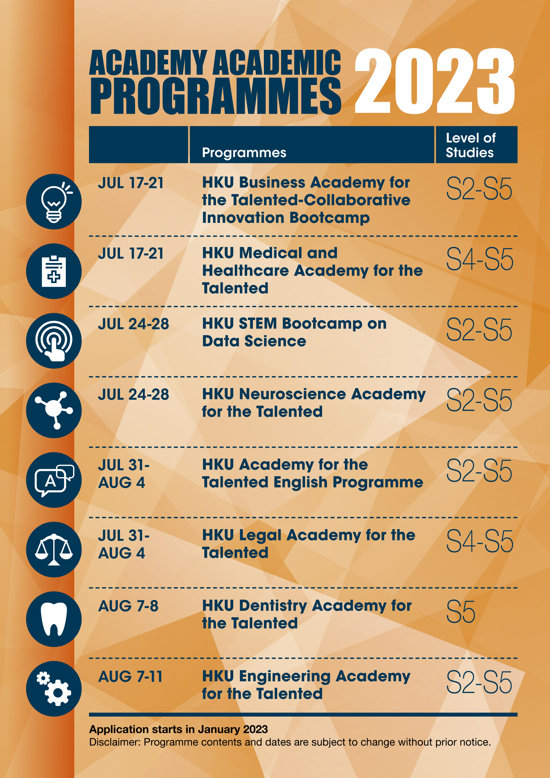 Pre-University Academic Programmes 2023