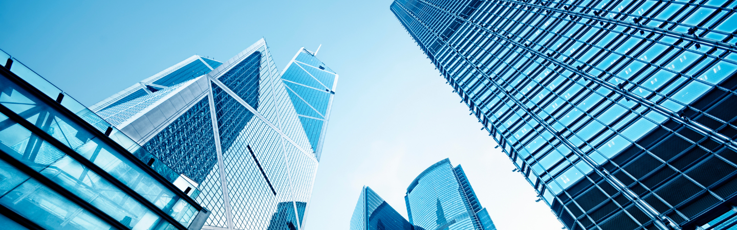 Toned image of modern office buildings in central Hong Kong