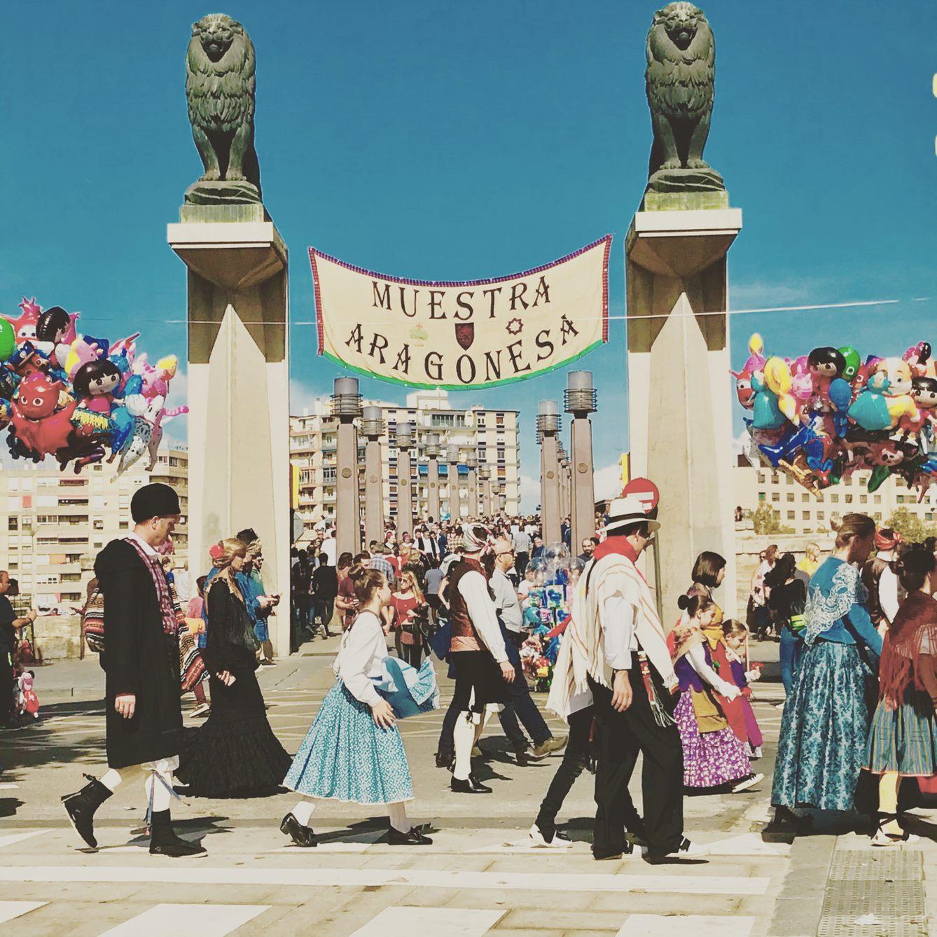 People wearing traditional outfits at an Aragonese Exhibition