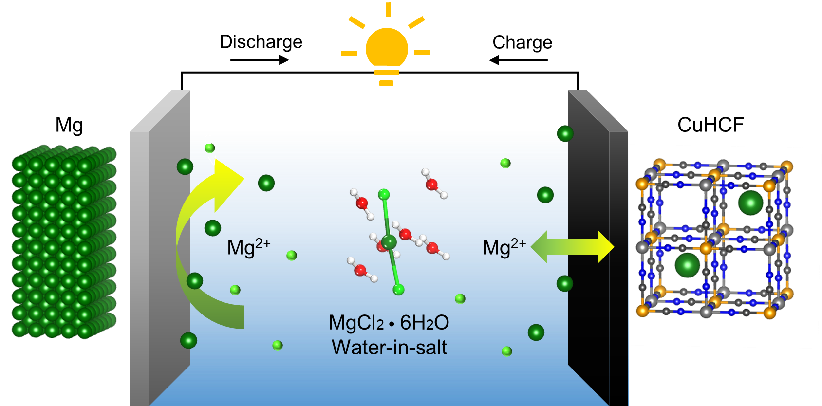 Schematic structure of the aqueous Mg metal battery developed by the research team