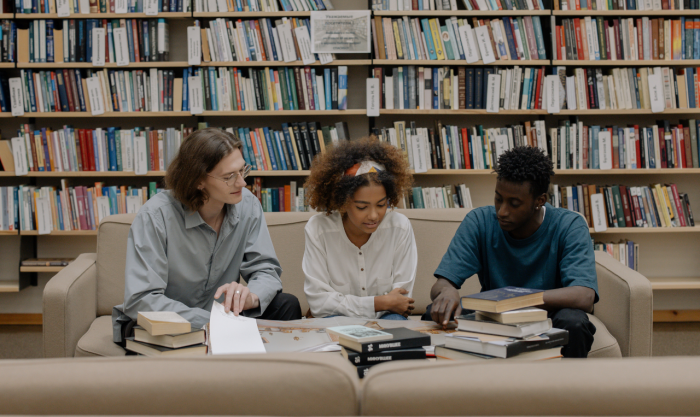 People studying in library