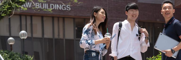 Students conversing on campus